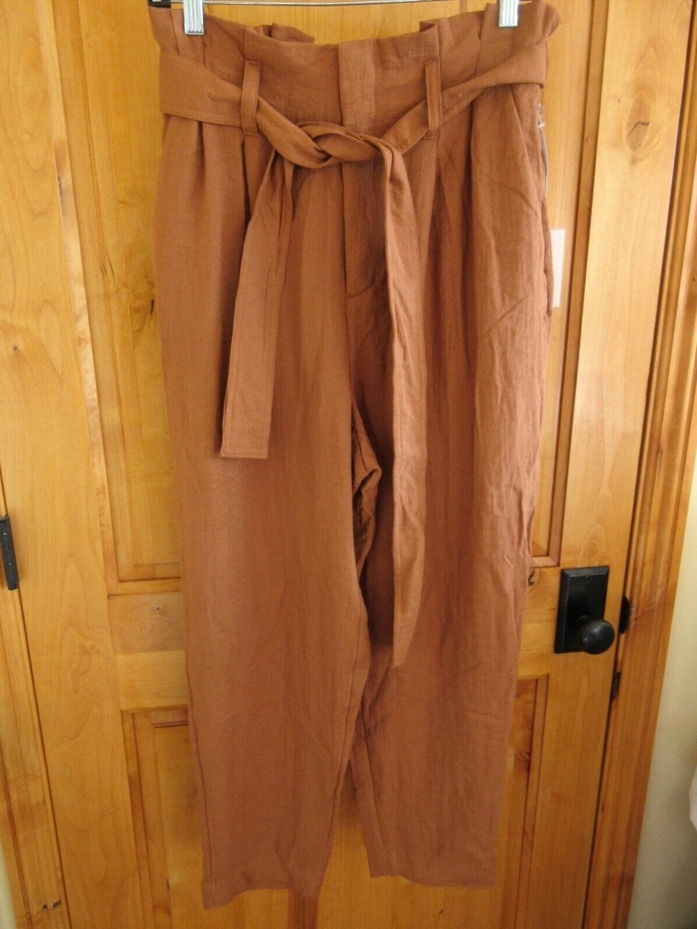 a new day High-Waist Wide-Leg Belted Paperbag Pants in Rust Brown - M
